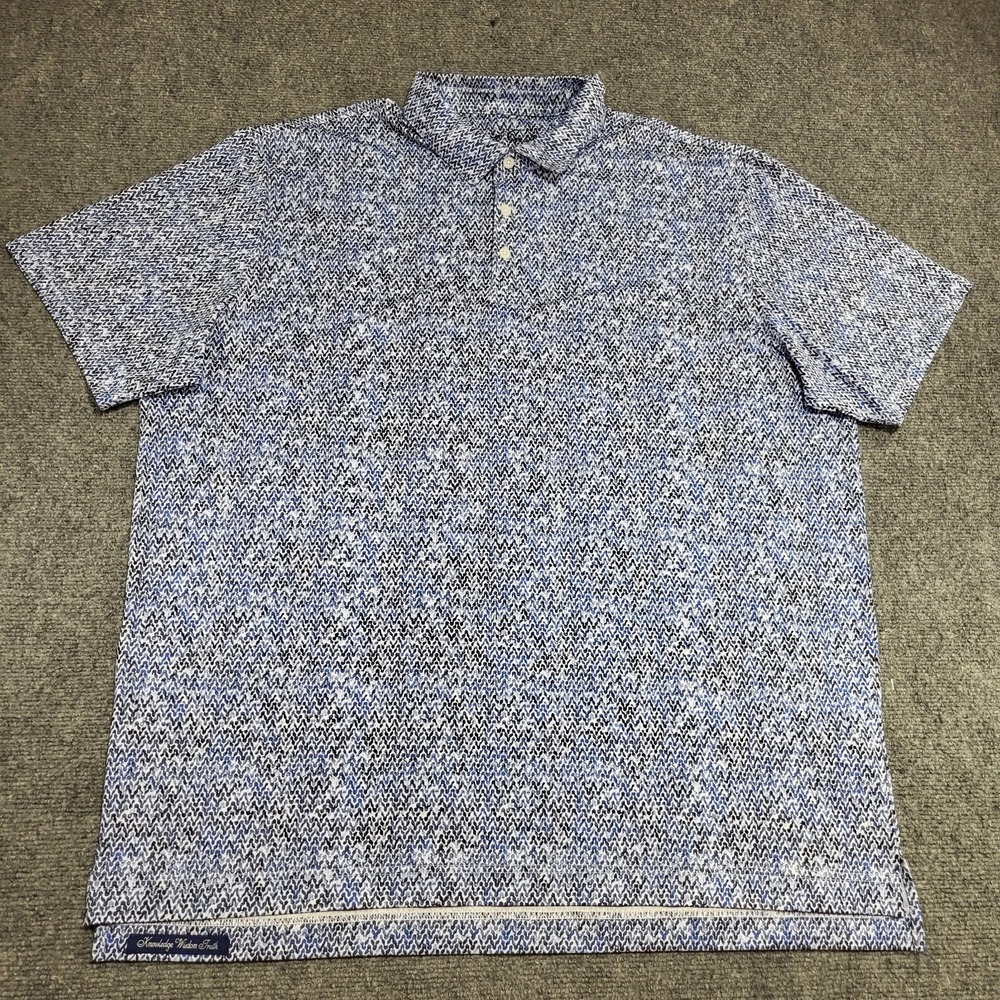 Robert Graham Club House Golf Performane Blue Polo Shirt Men's Sz XX-Large (2XL)